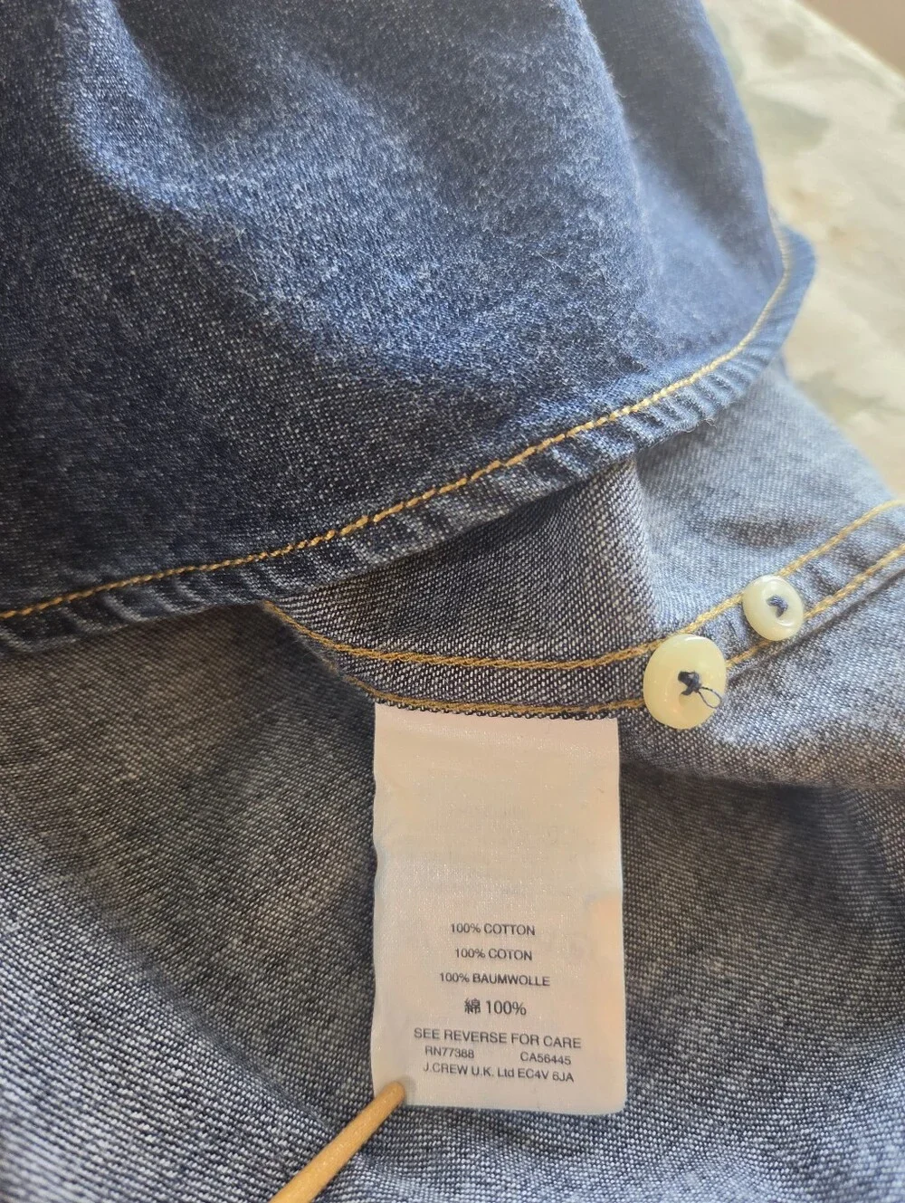 J. Crew Classic Men's Indigo Blue Denim Button-Down Shirt Medium